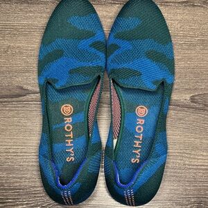 Rothy's Teal and Navy Knit Loafers